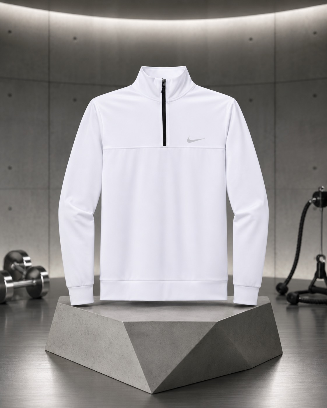 سویشرت ورزشی نیمزیپ نایک سفید اسپرت – Nike
