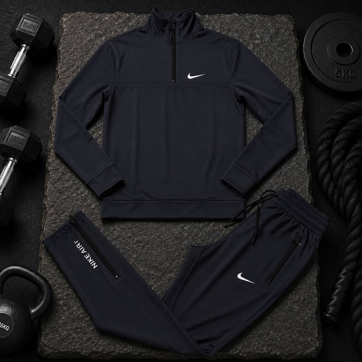 سویشرت شلوار نیم زیپ نایک طوسی تیره - Nike