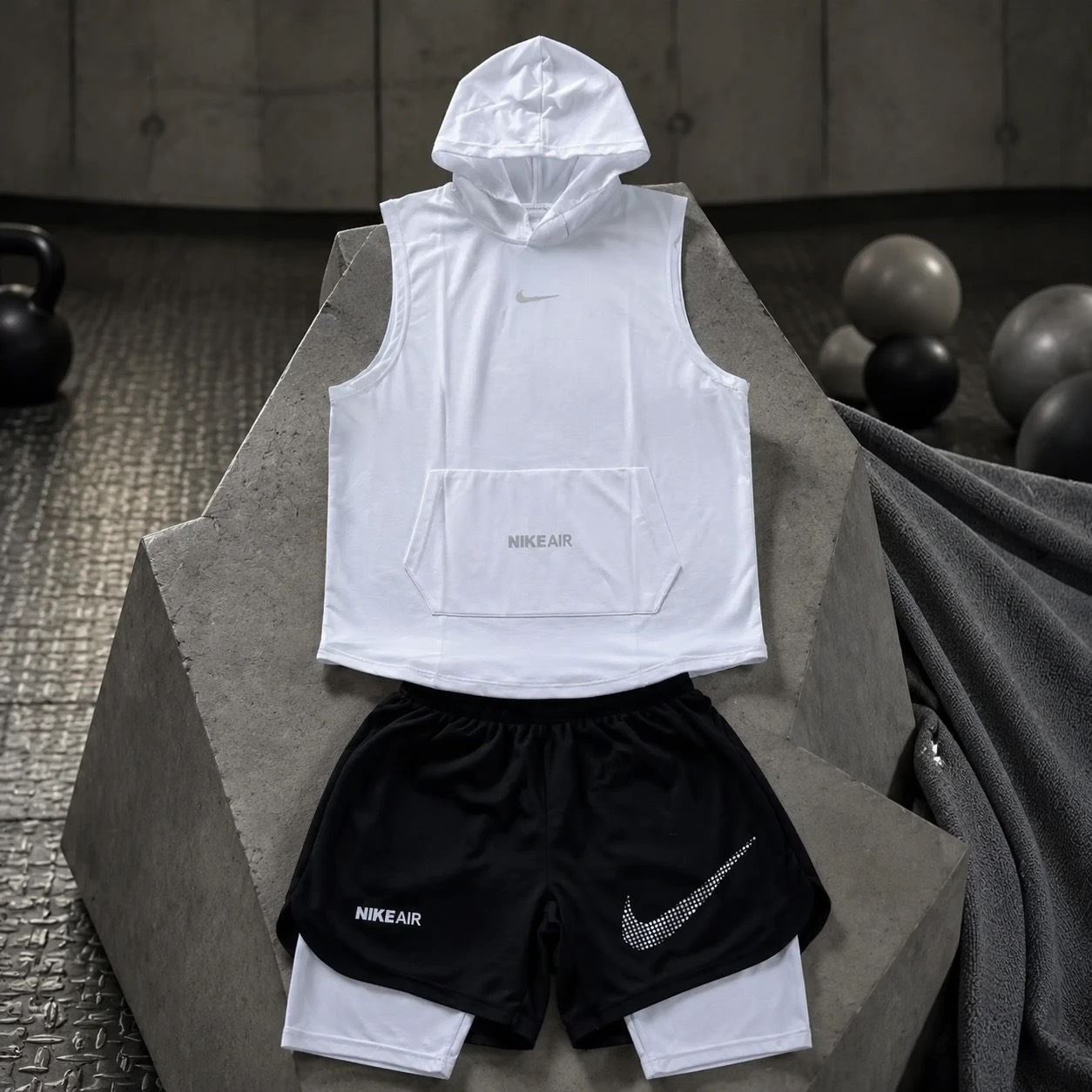 رکابی شلوارک کلاهدار نایک سفید مردانه - Nike