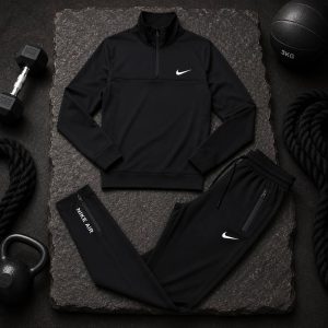 ست سویشرت شلوار نیم زیپ نایک مشکی - Nike