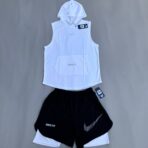 رکابی شلوارک کلاهدار نایک سفید - Nike