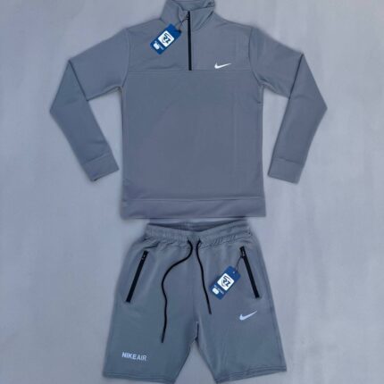 ست سویشرت شلوارک نایک طوسی - Nike