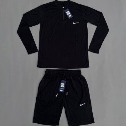 تیشرت شلوارک آستین بلند نایک مشکی - Nike