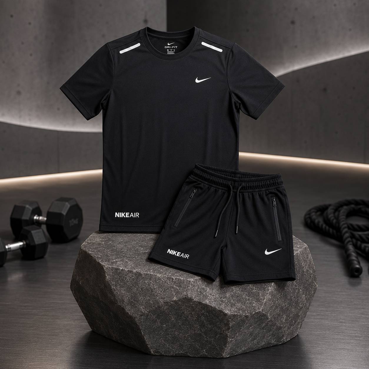 ست تیشرت شلوارک غواصی نایک مشکی مردانه - Nike