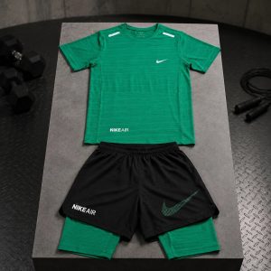 تیشرت شلوارک کشاله دار نایک سبز مردانه – Nike