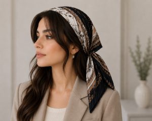 مینی اسکارف نخی طرح دار