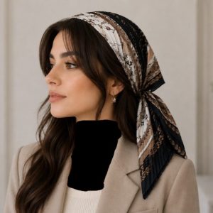 مینی اسکارف نخی طرح دار