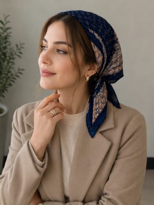 مینی اسکارف نخی طرح دار